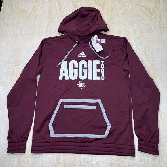 NEW MD Texas A&M Aggies Hoops Adidas Basketball Pullover Hoodie Maroon - Picture 1 of 10